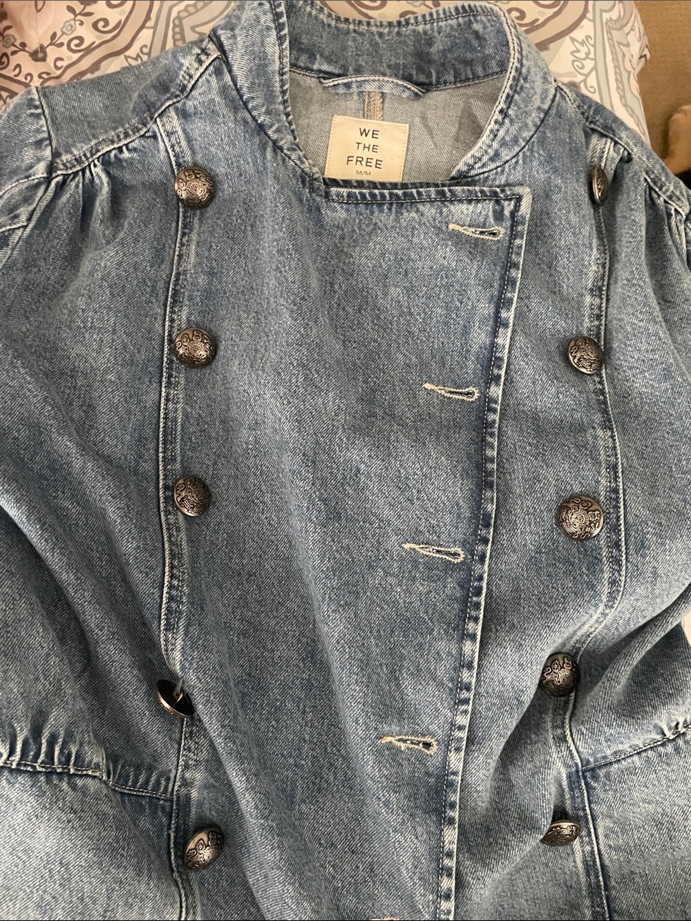We the Free Imogene Blue Denim Double-Breasted Women's Jacket - Picture 5 of 7